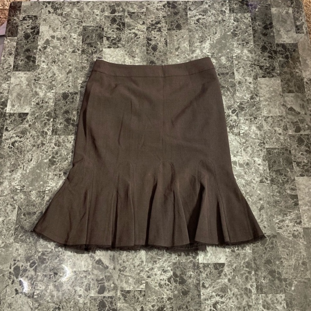 Tahari Chocolate Brown Pencil Skirt with Flared Hem